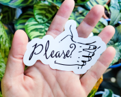 Please (Choke Me) a stylized drawing a hand around a through with a raised chin