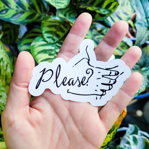 Please (Choke Me) a stylized drawing a hand around a through with a raised chin