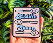 Middle spoon text with 3 spoons show above and between the text