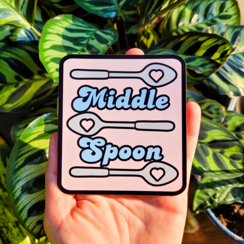 Middle spoon text with 3 spoons show above and between the text