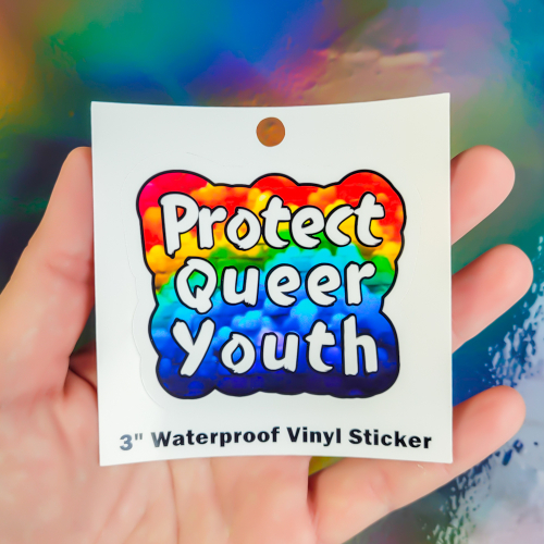 Protect Queer Youth - Original 3" Waterproof Vinyl Sticker - Image 2