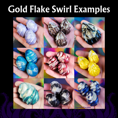 Small Matching Clutch of 3 Soft Serve Style Silicone Kegel Eggs Marbled W/ Gold Mica Flake - Image 2