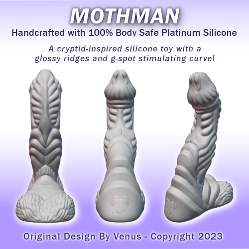 Moss Agate Gemstone Swirl 10" Mothman Fantasy Silicone Toy in Medium Firm - Image 2