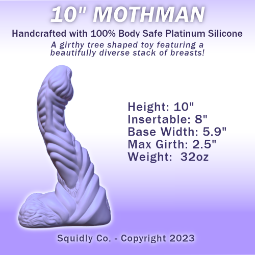 Moss Agate Gemstone Swirl 10" Mothman Fantasy Silicone Toy in Medium Firm - Image 3