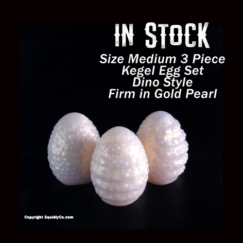 Custom 3 Piece Clutch of Medium Size Dino Style Solid Color Silicone Kegel Eggs