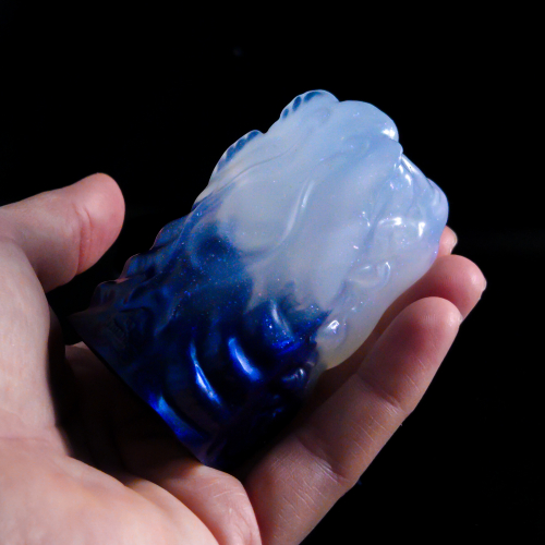 In Stock Signature Collection - Falkor Micro Stroker in Medium Firm With Smooth/Closed End Internals - Blue Pearl Sparkle to Navy Ombre - Image 5