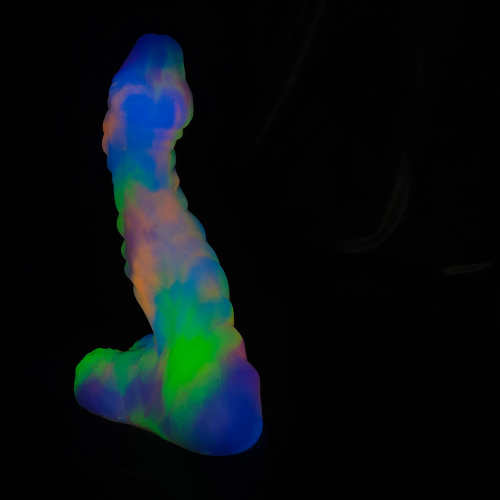 In Stock Signature Collection - 10" Mothman Fantasy Silicone Toy - Glow in the Dark 90s Sparkle Swirl - Image 4