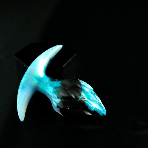 In Stock Signature Collection - Small Faepod - Medium Firm in Aqua Pearl & Midnight Black Swirl - Image 3