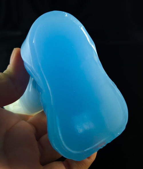 In Stock Signature Collection - 6" Mothman Fantasy Silicone Toy - Medium Firm in Glow in the Dark White to Blue Fade - Image 6